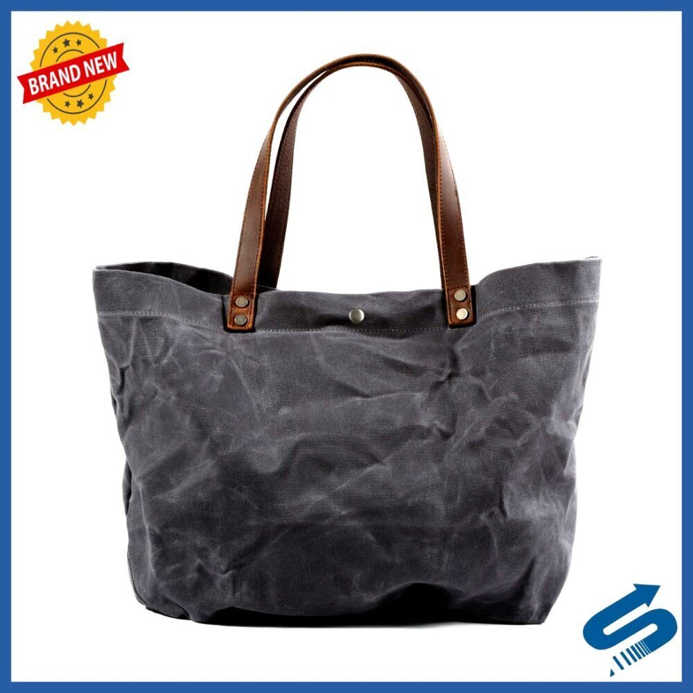 Waxed Canvas Travel Tote Bag Extra Large Carryall Shoulder Bag Minimal Chic